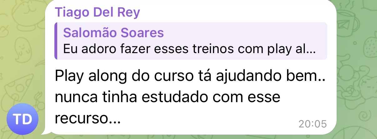 Tiago Del Rey elogia o play along do curso como recurso novo de estudo