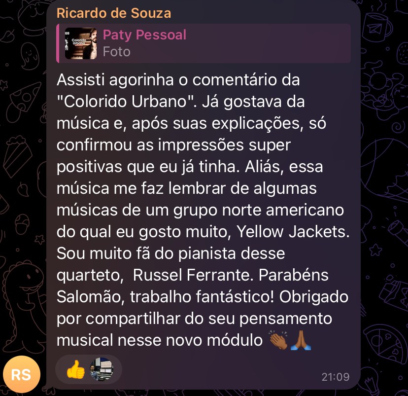 Ricardo de Souza comenta a análise de Colorido Urbano e parabeniza o pensamento musical do novo módulo