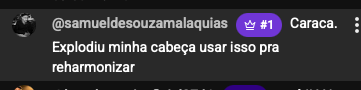 samueldesouzamalaquias comenta que explodiu a cabeça dele usar o que aprendeu para rearmonizar