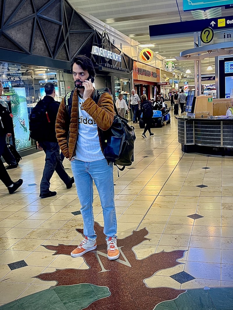Salomão Soares at an airport in the United States
