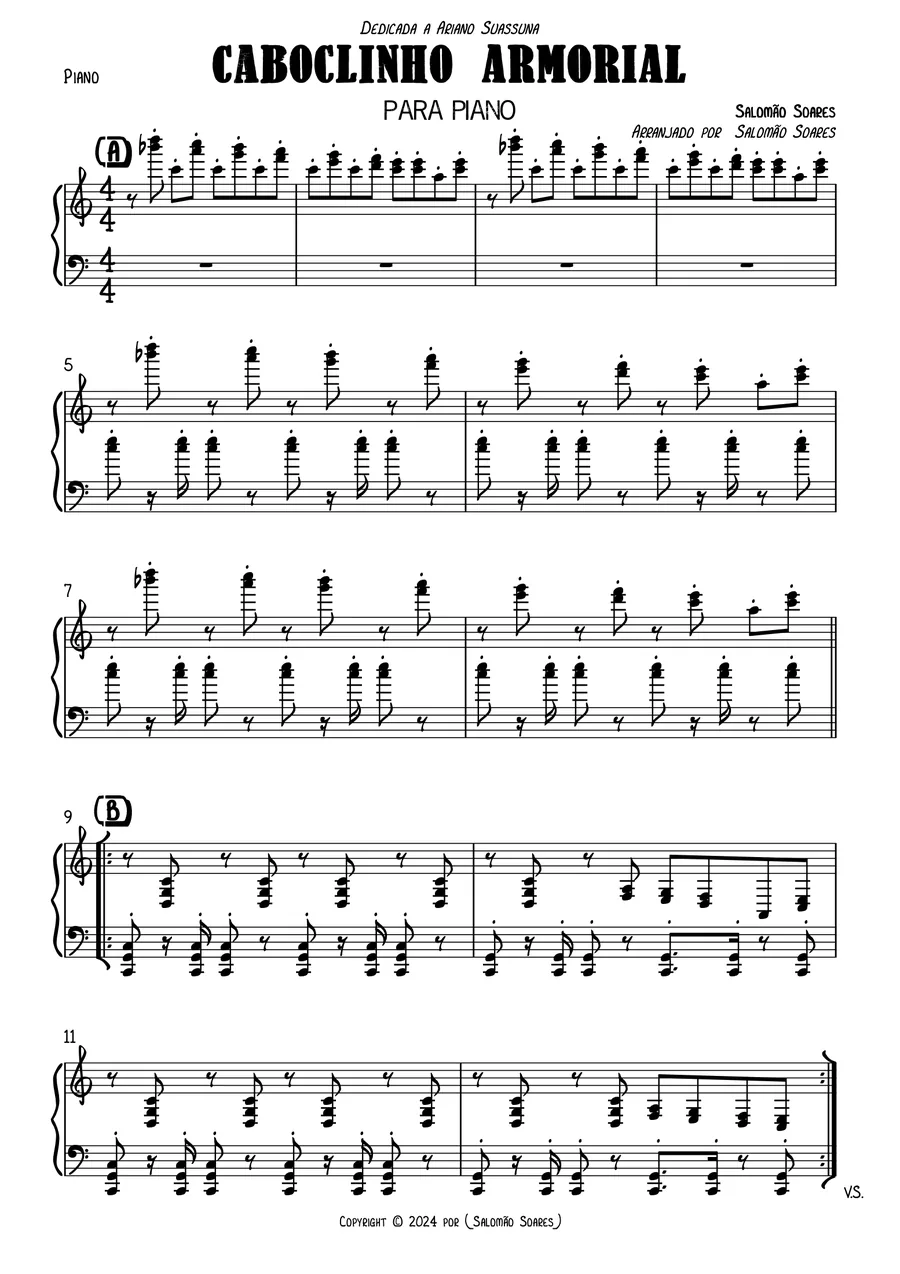 Primeira página da partitura de Caboclinho Armorial