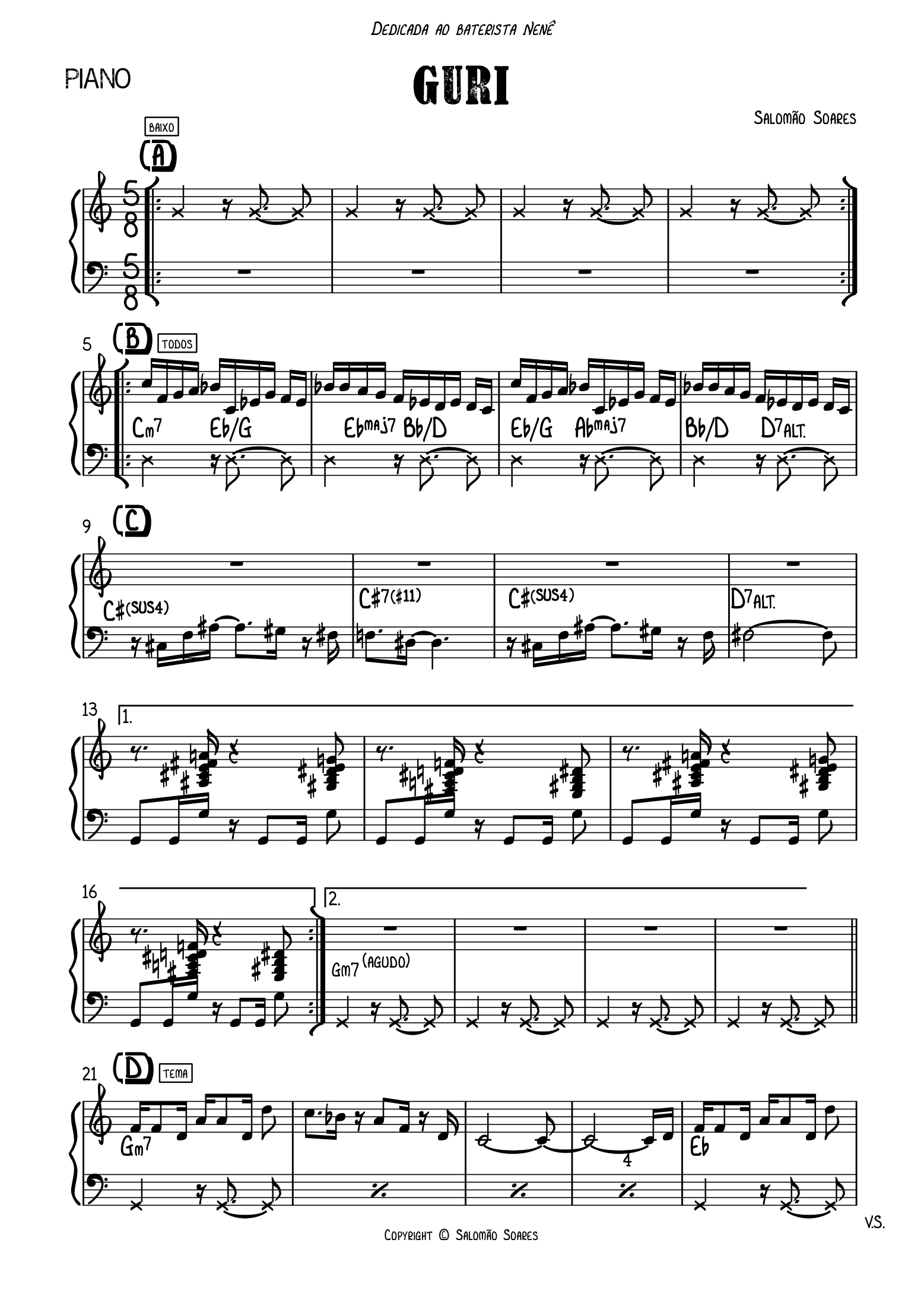 Pré-visualização da partitura de Guri