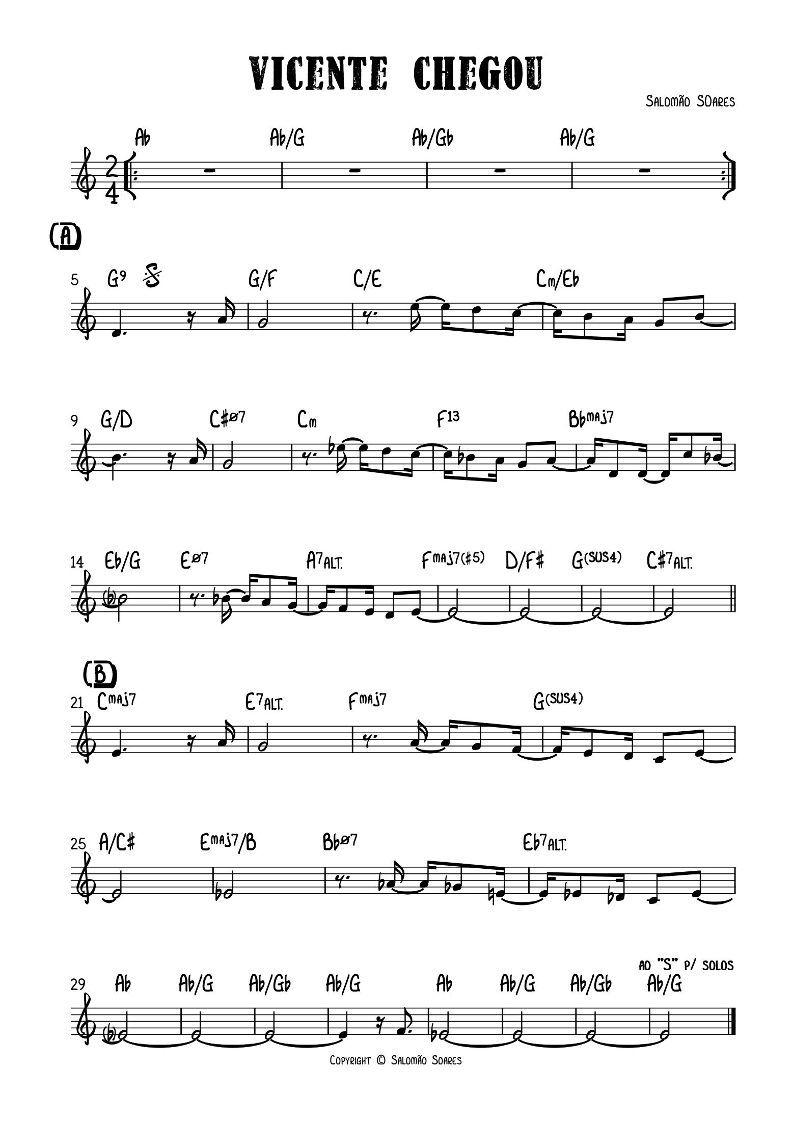 Preview of the Vicente Chegou score